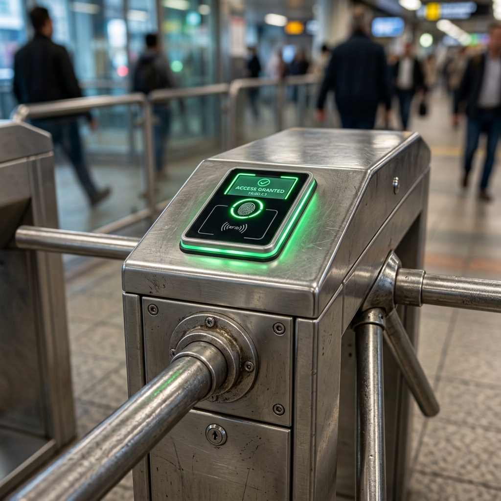 Tripod Turnstile Hardware Close-up